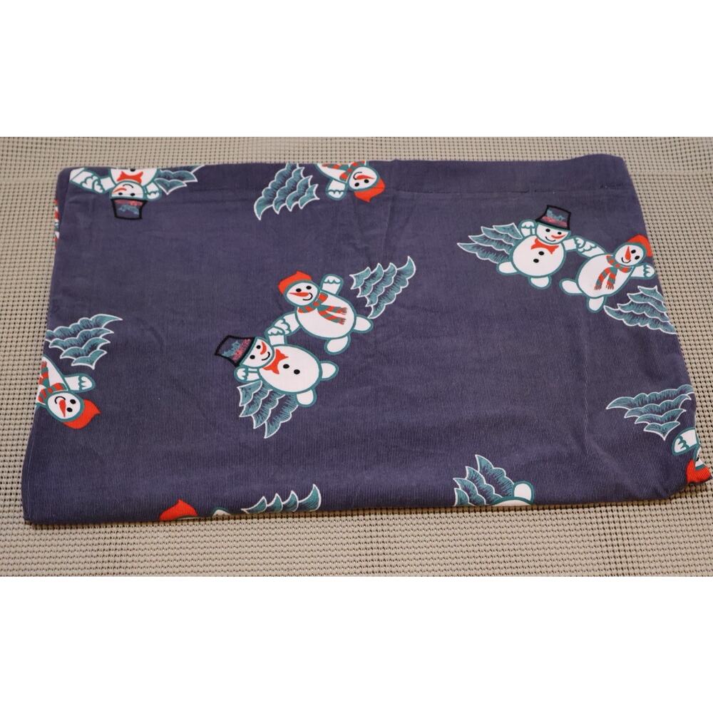 Pillowcase Handmade Corduroy Cover Blue Winter Christmas Snowman Standard